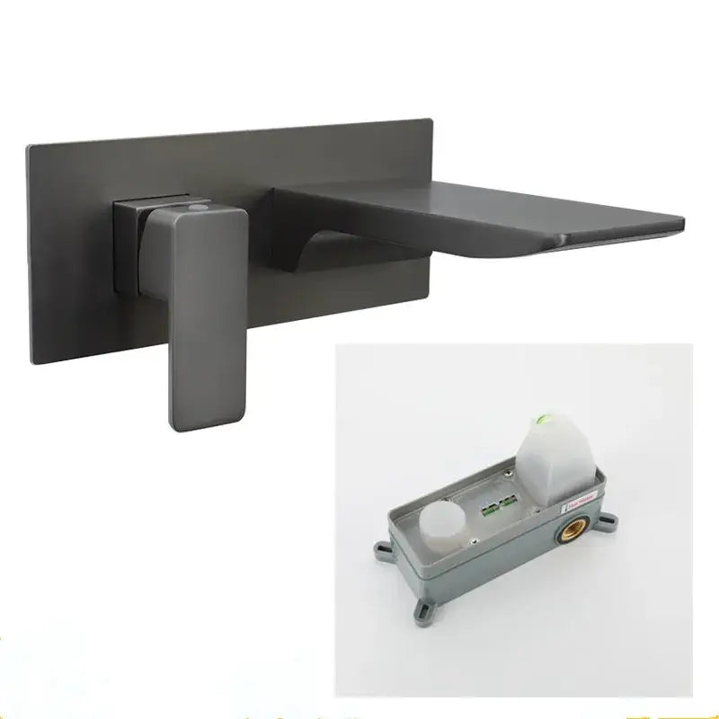 Modern matte black & brushed gold solid brass basin faucet bathroom