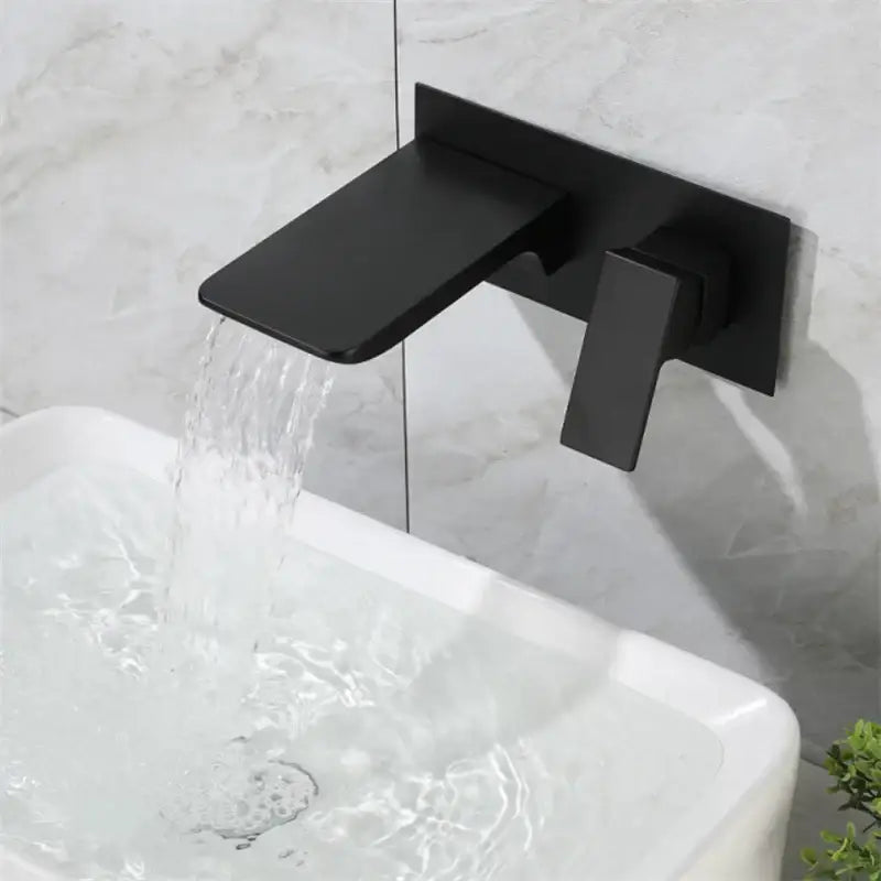 Modern matte black & brushed gold solid brass basin faucet bathroom