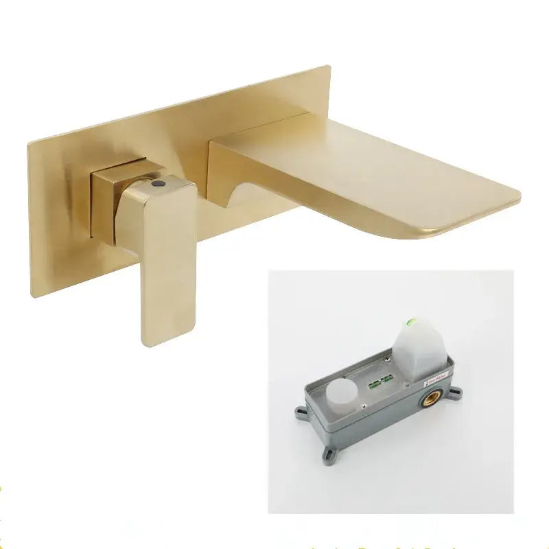 Modern matte black & brushed gold solid brass basin faucet bathroom