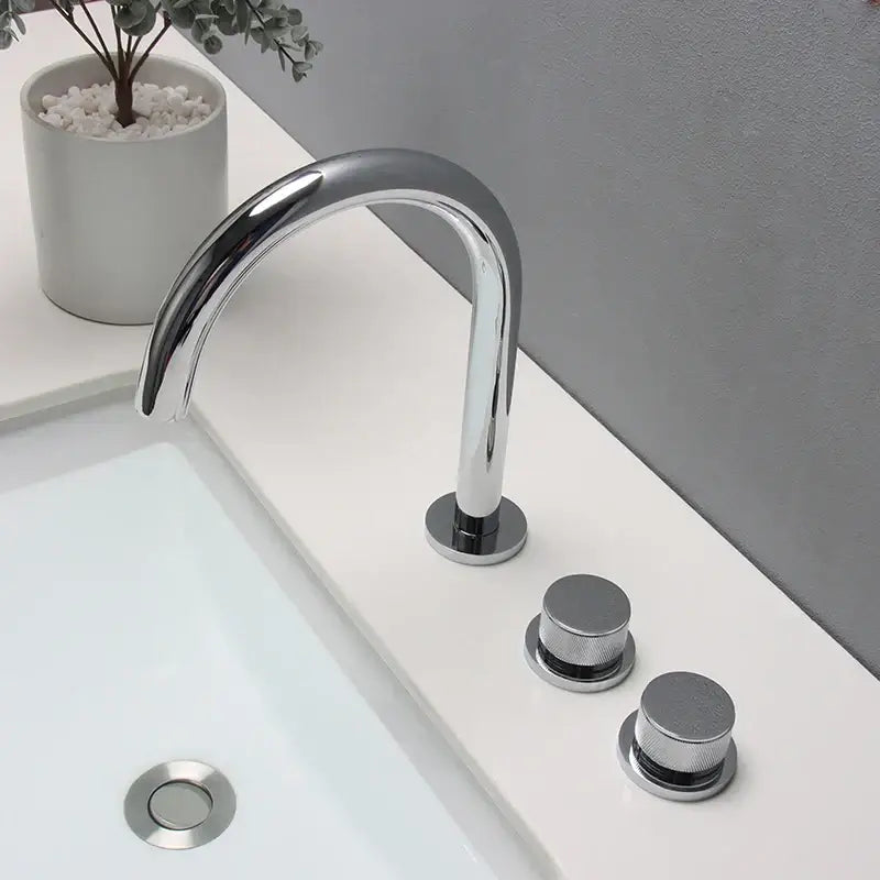 Modern matte black & brushed gold waterfall basin faucets bathroom sink