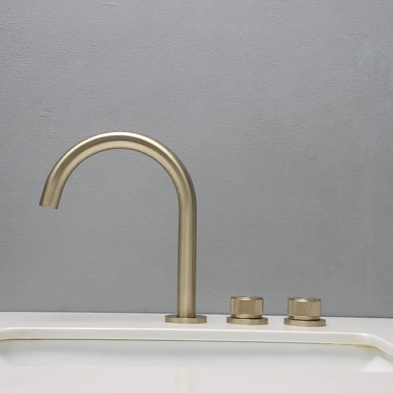 Modern matte black & brushed gold waterfall basin faucets bathroom sink