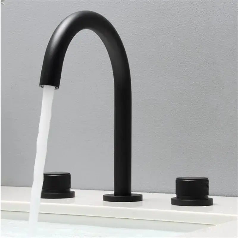 Modern matte black & brushed gold waterfall basin faucets bathroom sink