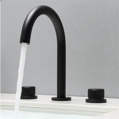 Modern matte black & brushed gold waterfall basin faucets bathroom sink