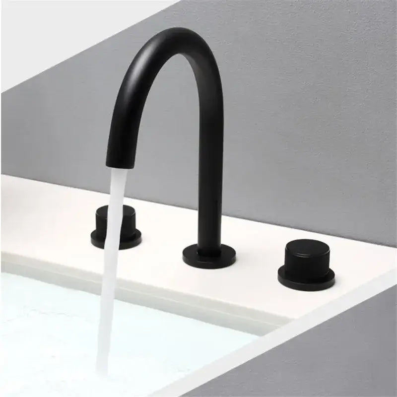 Modern matte black & brushed gold waterfall basin faucets bathroom sink