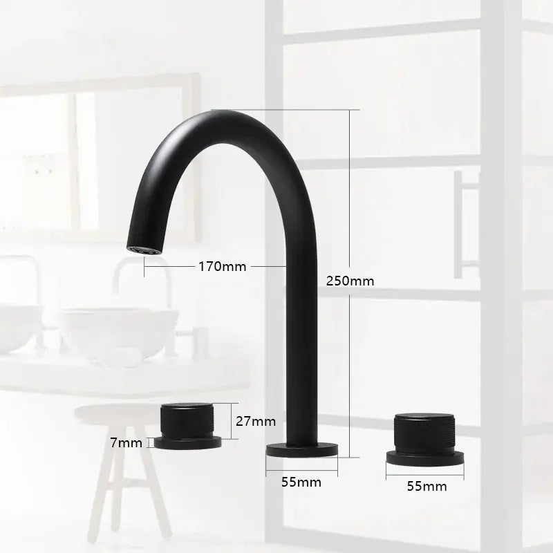 Modern matte black & brushed gold waterfall basin faucets bathroom sink
