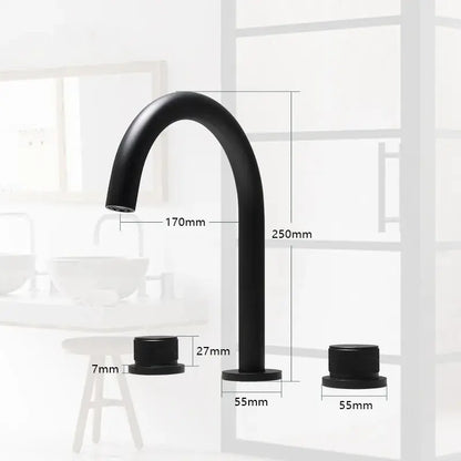 Modern matte black & brushed gold waterfall basin faucets bathroom sink