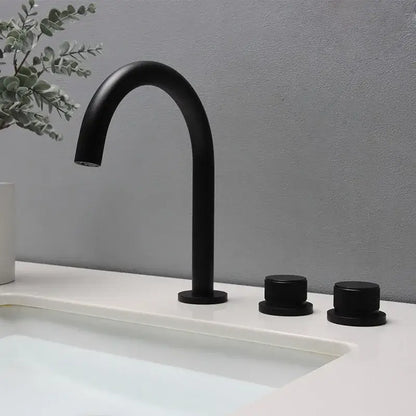 Modern matte black & brushed gold waterfall basin faucets bathroom sink