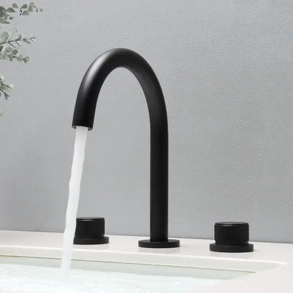 Modern matte black & brushed gold waterfall basin faucets bathroom sink