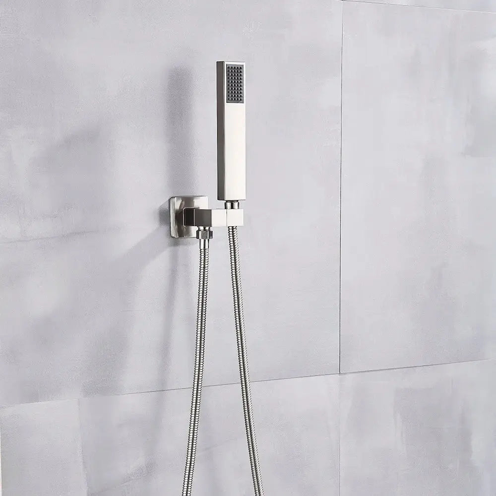 Modern matte black & brushed nickel handshower head with 150cm stainless hose bathroom accessory