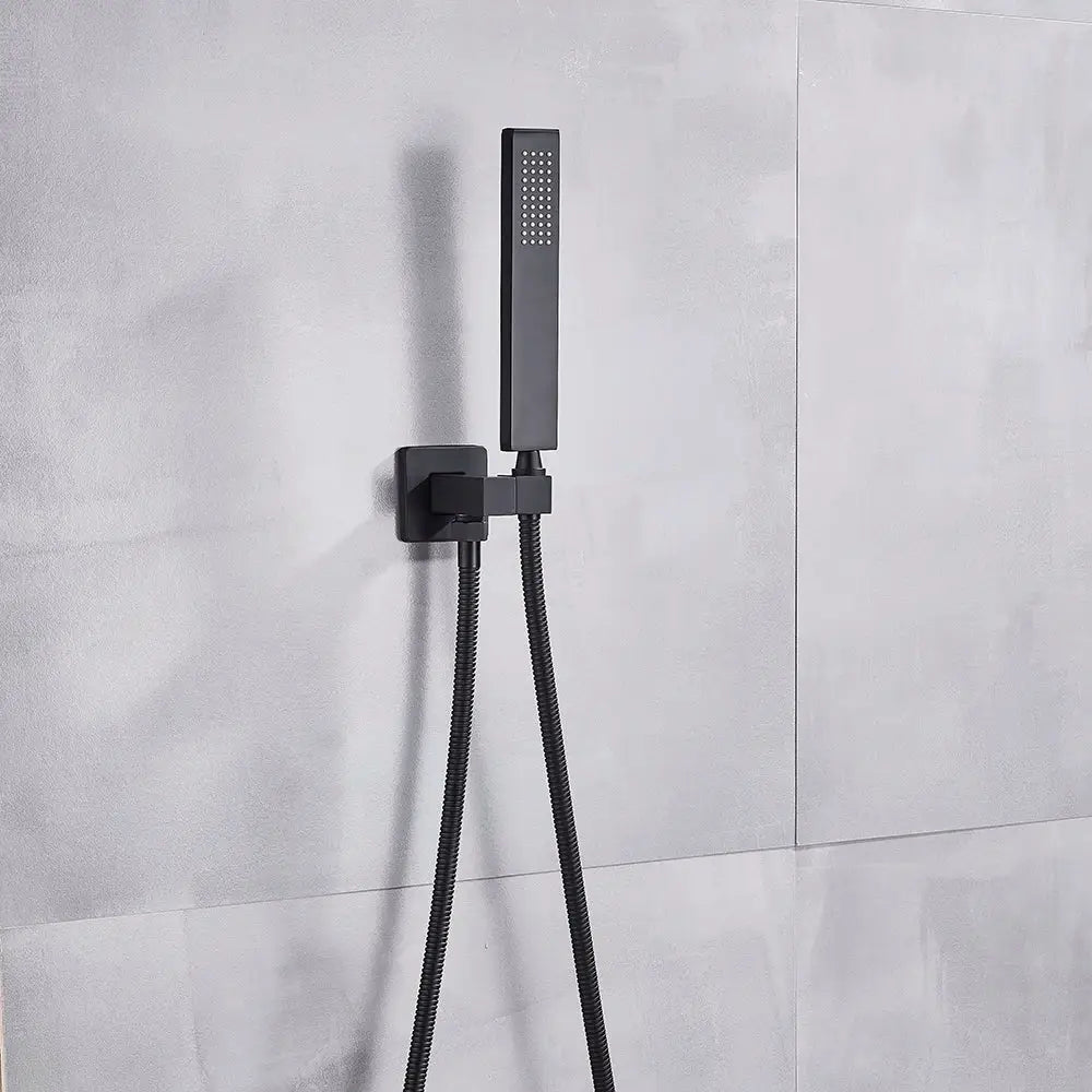 Modern matte black & brushed nickel handshower head with 150cm stainless hose bathroom accessory