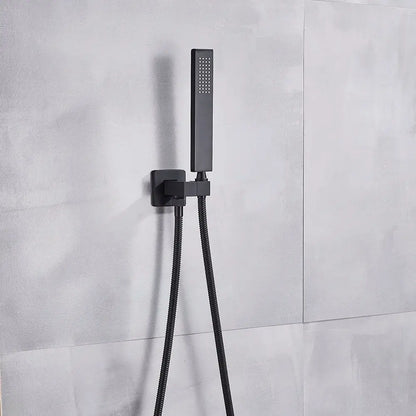 Modern matte black & brushed nickel handshower head with 150cm stainless hose bathroom accessory