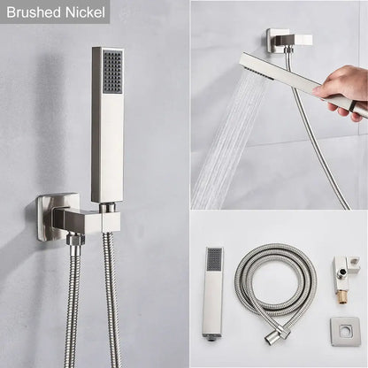 Modern matte black & brushed nickel handshower head with 150cm stainless hose bathroom accessory