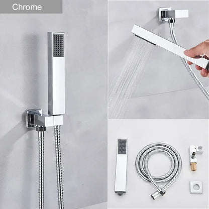 Modern matte black & brushed nickel handshower head with 150cm stainless hose bathroom accessory