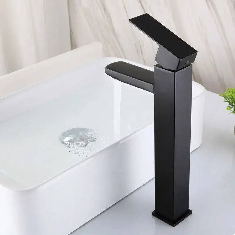 Modern matte black brushed tall basin sink faucet bathroom control