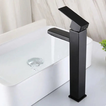 Modern matte black brushed tall basin sink faucet bathroom control