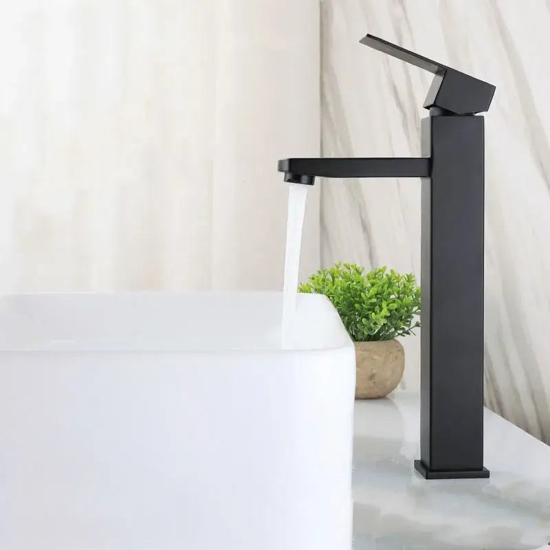 Modern matte black brushed tall basin sink faucet bathroom control