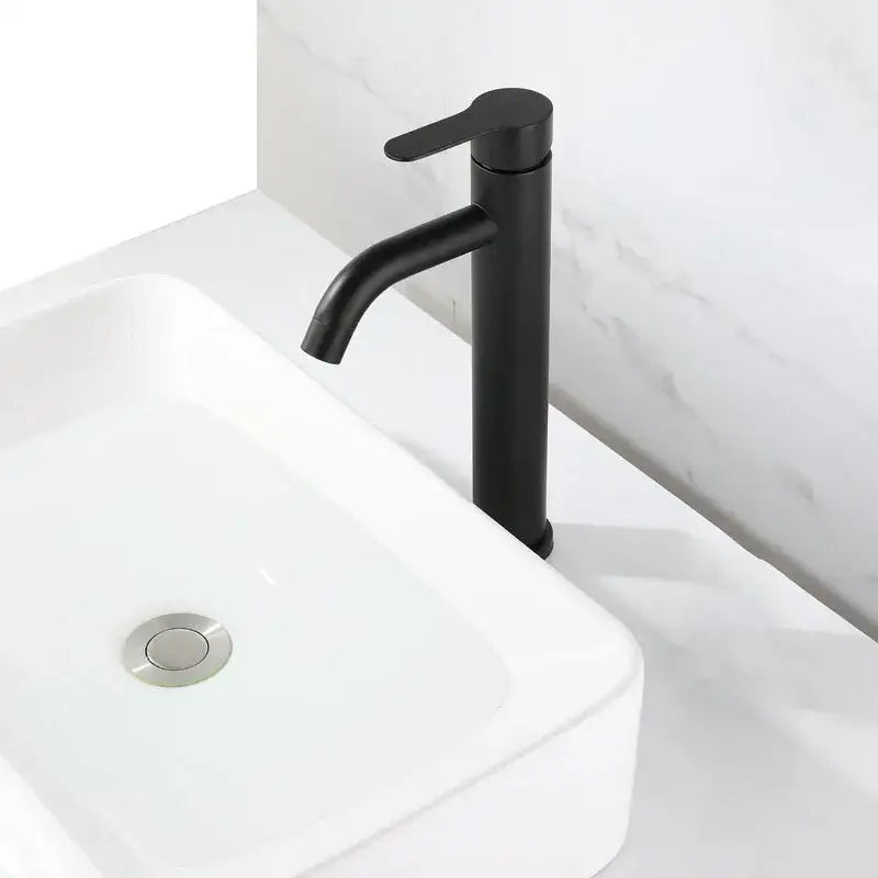 Modern matte black brushed tall basin sink faucet bathroom control