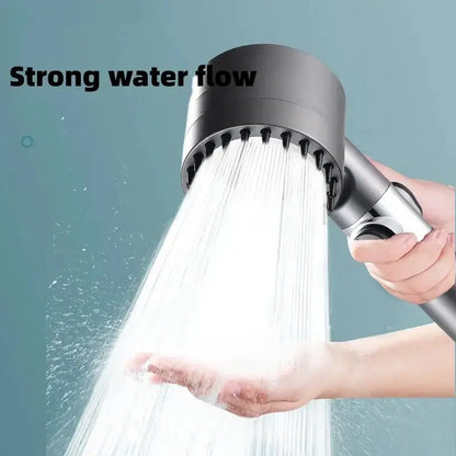 Modern matte black & chrome 3 modes high pressure shower head bathroom