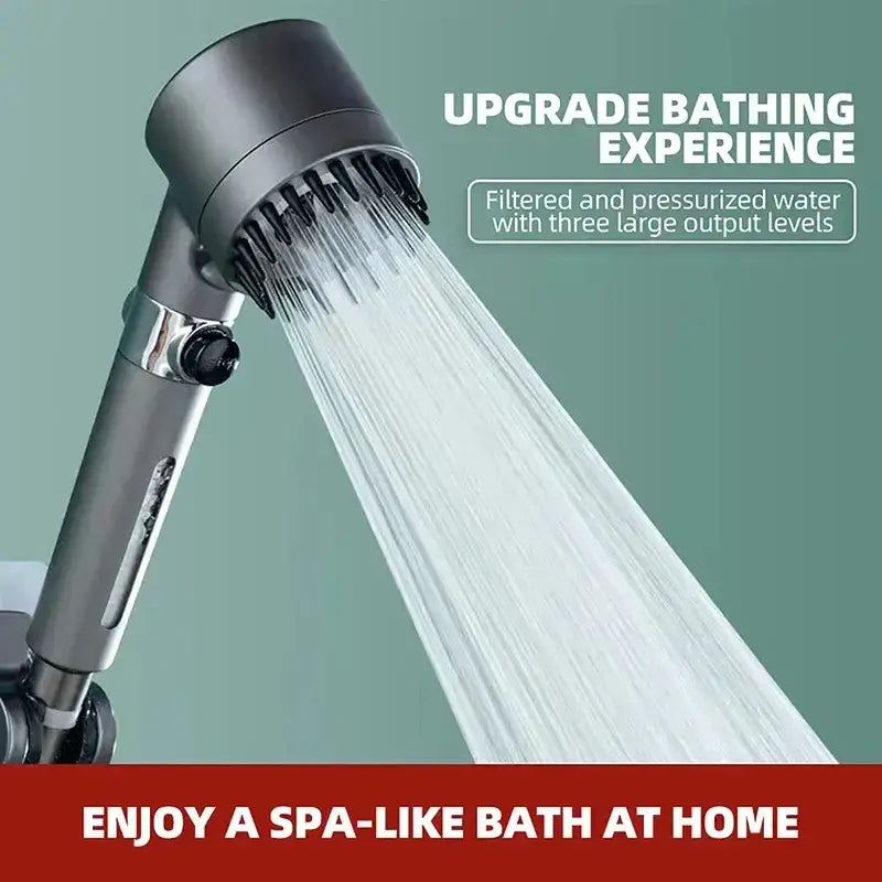 Modern matte black & chrome 3 modes high pressure shower head bathroom