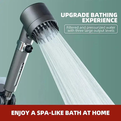 Modern matte black & chrome 3 modes high pressure shower head bathroom