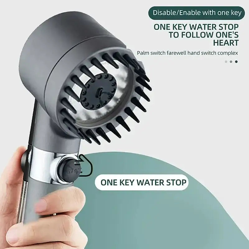 Modern matte black & chrome 3 modes high pressure shower head bathroom