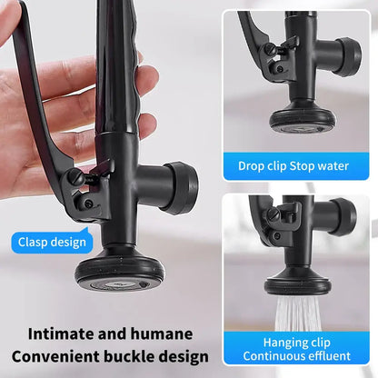 Modern matte black chrome kitchen faucet with pull down spray