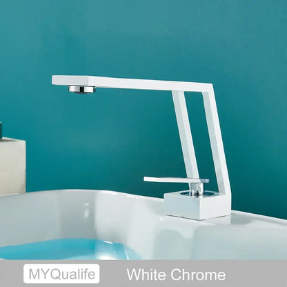 Modern matte black & chrome waterfall basin sink faucet bathroom mixer