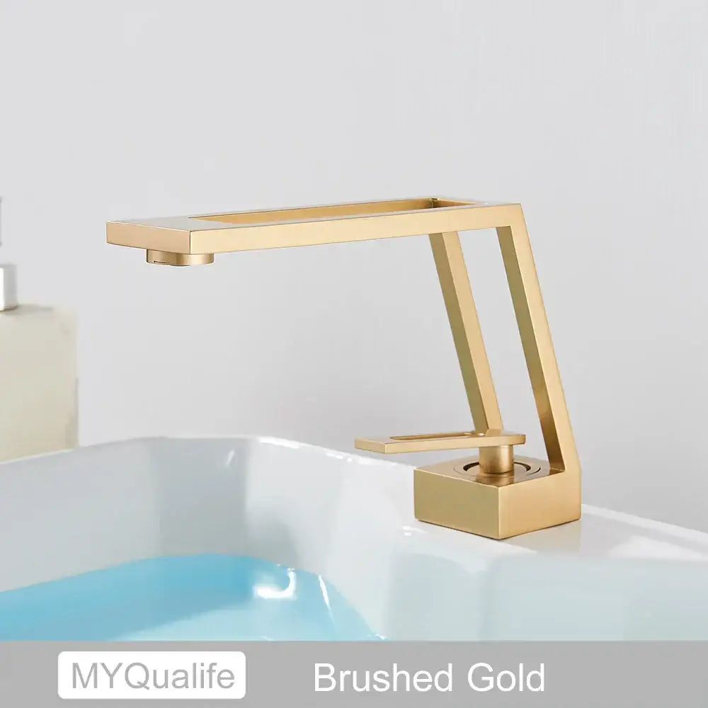 Modern matte black & chrome waterfall basin sink faucet bathroom mixer