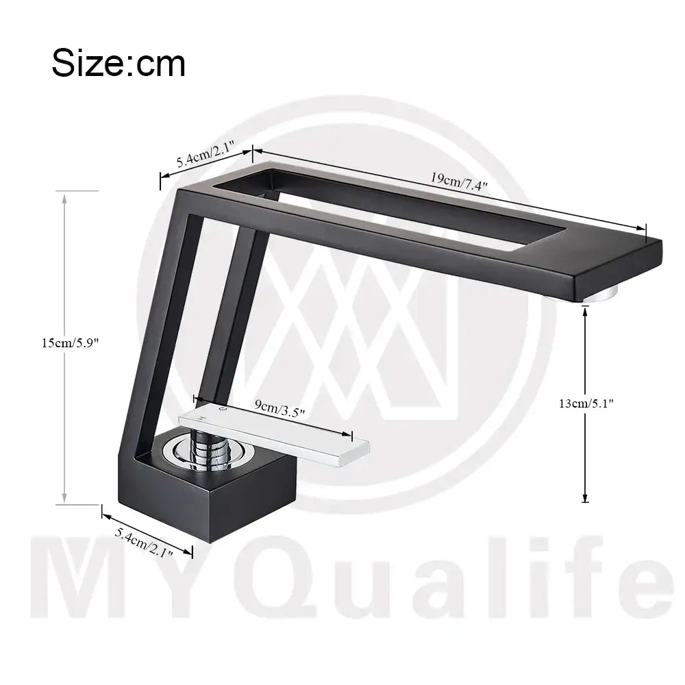 Modern matte black & chrome waterfall basin sink faucet bathroom mixer