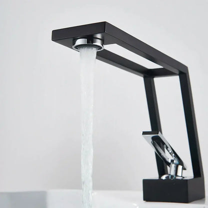 Modern matte black & chrome waterfall basin sink faucet bathroom mixer