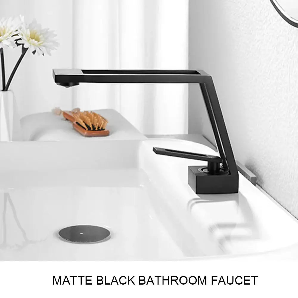 Modern matte black & chrome waterfall basin sink faucet bathroom mixer