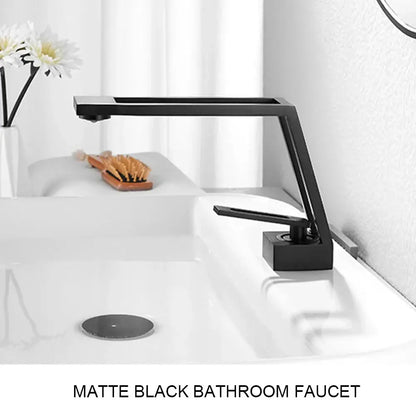 Modern matte black & chrome waterfall basin sink faucet bathroom mixer