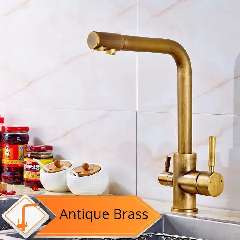 Modern matte black curved dual handle kitchen faucet