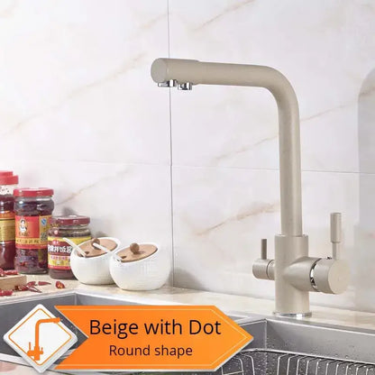 Modern matte black curved dual handle kitchen faucet