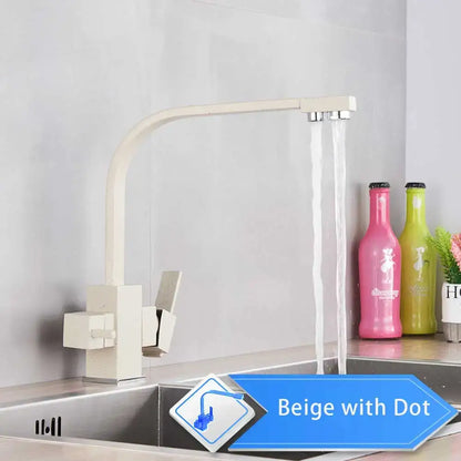 Modern matte black curved dual handle kitchen faucet