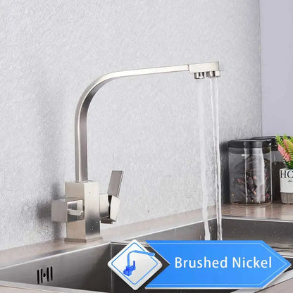 Modern matte black curved dual handle kitchen faucet