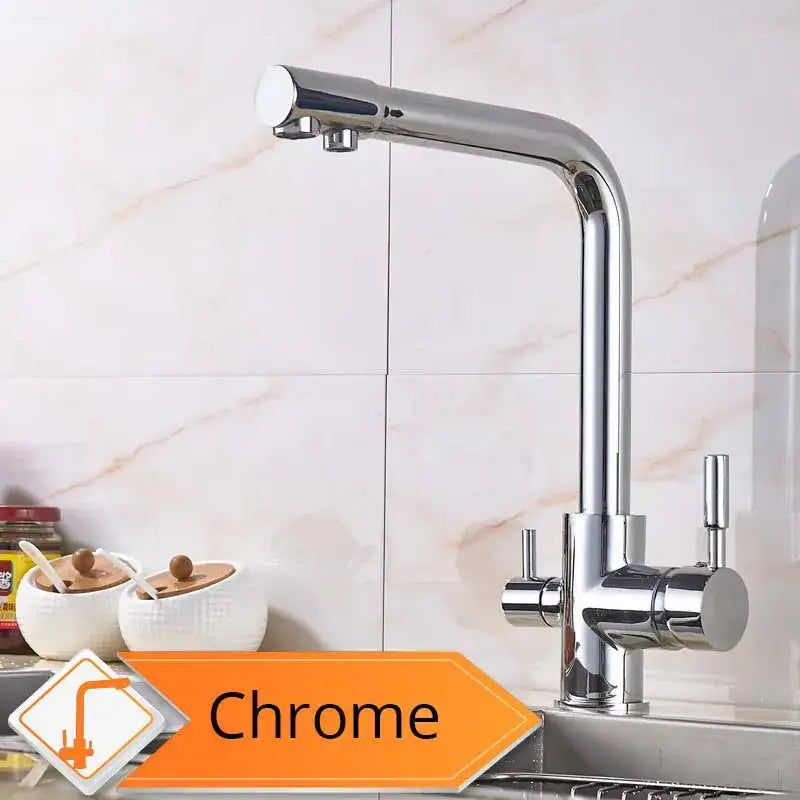 Modern matte black curved dual handle kitchen faucet