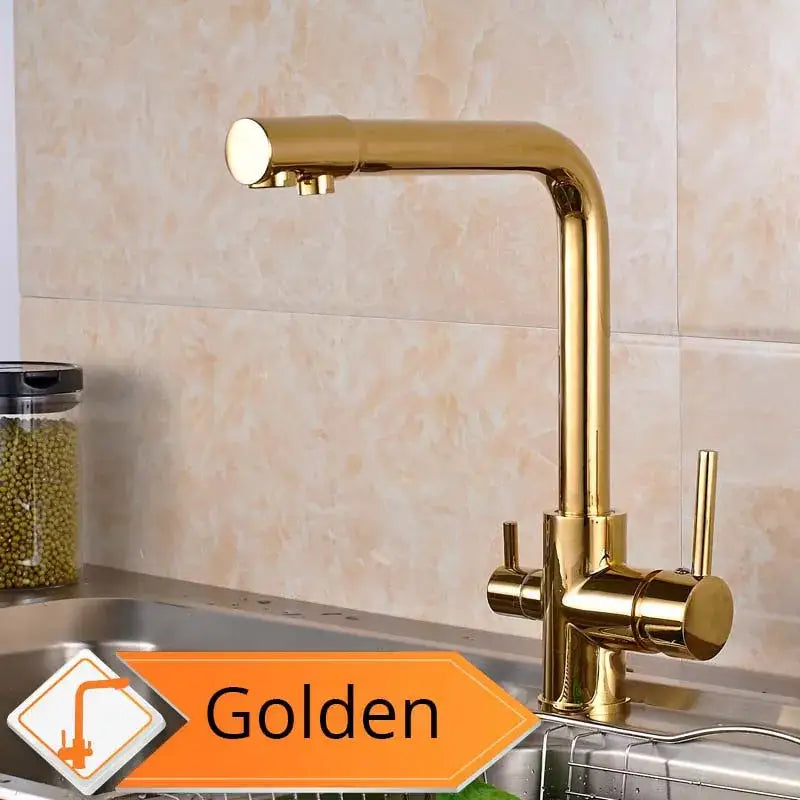 Modern matte black curved dual handle kitchen faucet