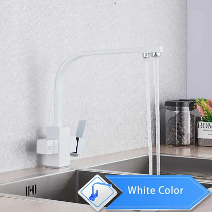 Modern matte black curved dual handle kitchen faucet