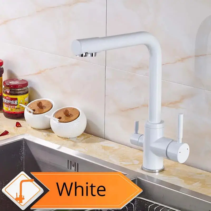 Modern matte black curved dual handle kitchen faucet