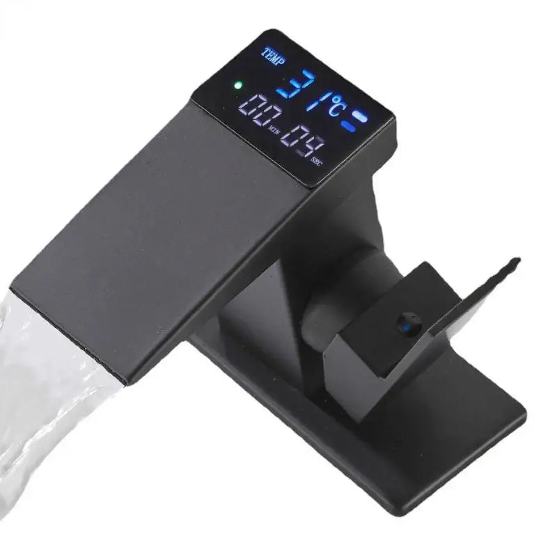 Modern matte black digital display basin faucet bathroom temperature monitor