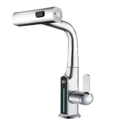 Modern matte black digital display waterfall basin faucet bathroom tap