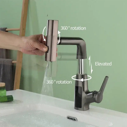 Modern matte black digital display waterfall basin faucet bathroom tap