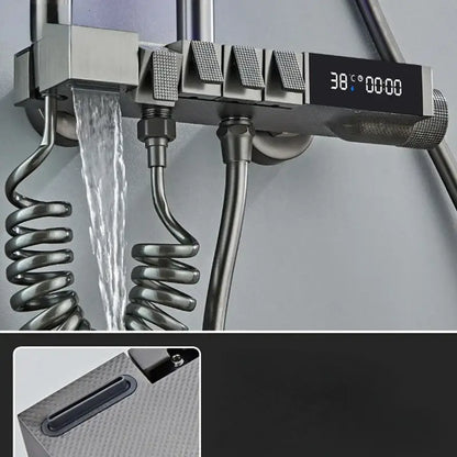 Modern matte black digital led shower faucet set bathroom system