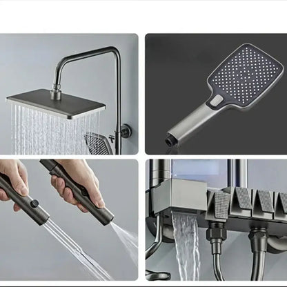 Modern matte black digital led shower faucet set bathroom system