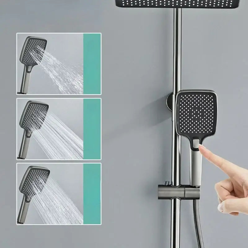 Modern matte black digital led shower faucet set bathroom system