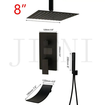 Modern matte black digital shower faucet bathroom rainfall system
