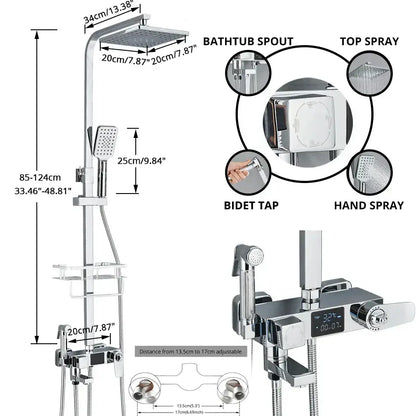Modern matte black digital shower faucet set bathroom rain head