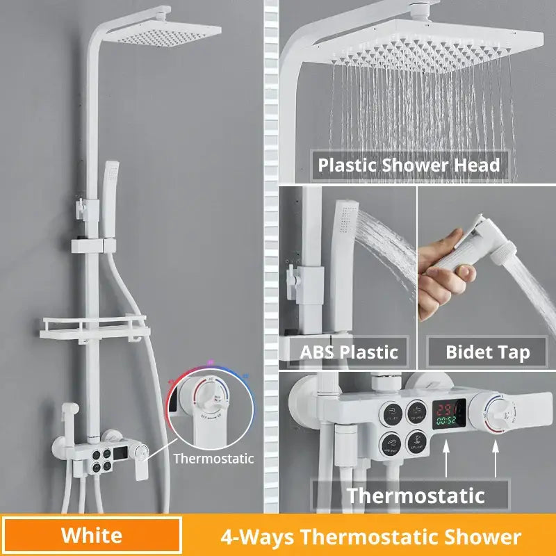 Modern matte black digital shower faucet set bathroom rain system