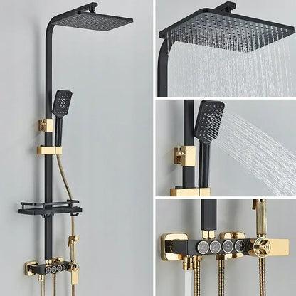 Modern matte black digital shower faucet set bathroom rain system